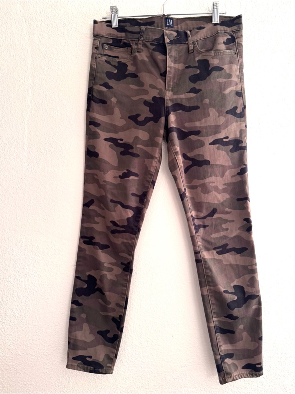 Gap True Skinny Jeans Size 30 Camo Brown Black Stretch Mid Rise Crop